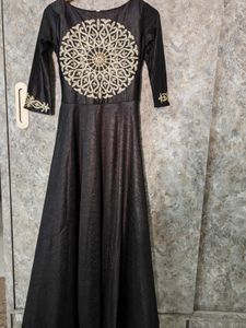 Elegant Black Embroidered Ethnic Gown