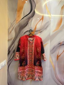 Red Floral Printed Kurta