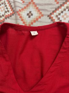 Maroon V-Neck Bell Sleeve Kurta