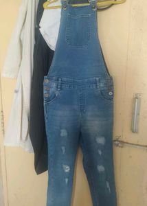 Distressed Denim Overalls
