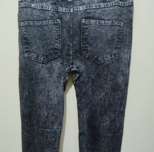 Ngal Dark Grey Denim Print Legging Jegging