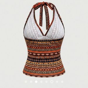 Boho Print Halterneck Bikini Top