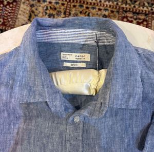 celio Men's Blue Linen Shirt