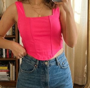 Hot Pink Corset Crop Top
