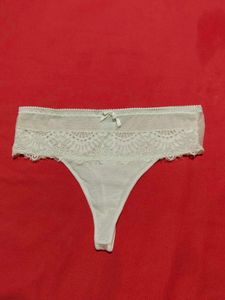 Janina White Lace Thong Panty – M