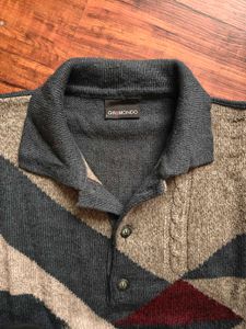 Men's Geometric Pattern Polo Sweater
