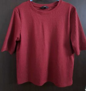 Ribbed Maroon A-Line Top