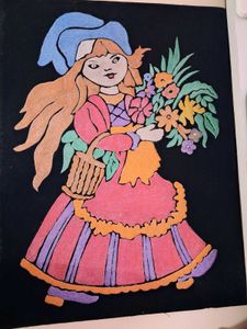 Vintage Style Girl with Flowers Artwork