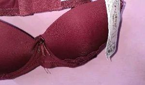 Burgundy Lace Trim Padded Bra