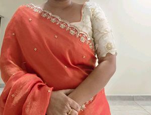 Orange Pure Tissue Embroidered saree