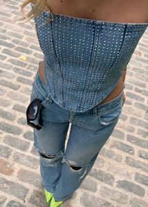 Sparkly Denim Corset Top