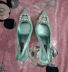 Sparkling Mint Slingback Heels