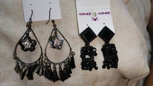 Stylish Black &amp; Silver Earrings - Pairs