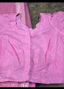 Elegant Pink Net Saree