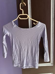 Nuon by Westside Lilac Ribbed Button-Up Top