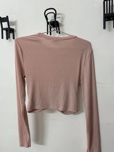 Dusty Pink Long Sleeve Twist Front Top