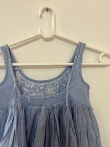 Boho Embroidered Blue Cotton Dress