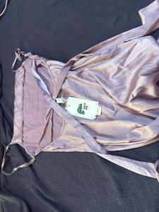 Elegant Satin Slip Dress with Bow Tie Back