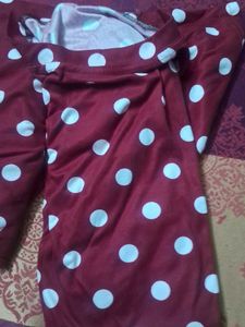 Maroon Polka Dot Kurta and Pants Set