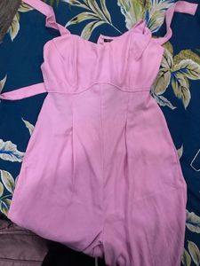 Chic Pink Jumpsuit with Tie Shoulders
