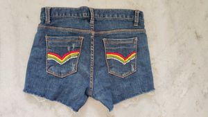 Cute Denim Shorts with Rainbow Patch