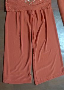 Elegant Coral Kurta Set with Dupatta