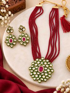 Stunning Marron Beaded Necklace &amp; Earring Set