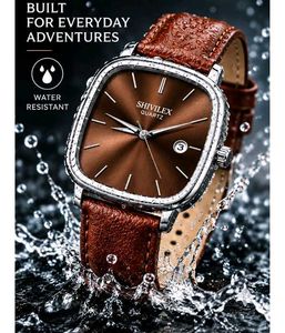 SHIVILEX Brown Leather Watch Strap