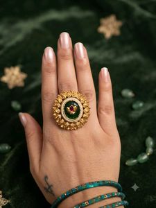 Exquisite Gold Plated Kundan Ring