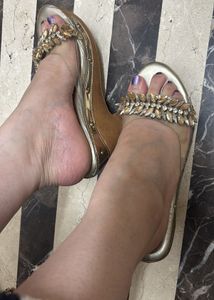 Gold Embellished Slide Sandals