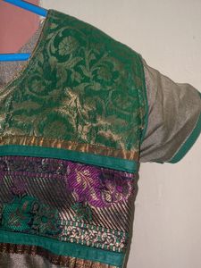 Green With Copper Anarkali Suit