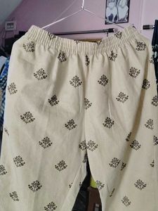 235.Cream Printed Palazzo Pants