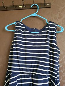 Navy &amp; White Striped Peplum Dress