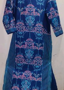 Blue Floral Print Kurta