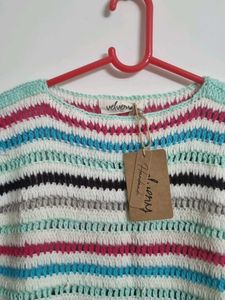 Striped Crochet Knit Top
