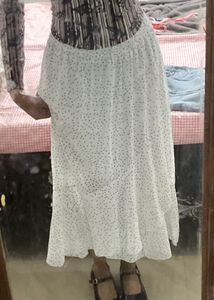 White Polka Dot Ruffle Skirt