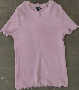 Zudio Ribbed T-Shirt for Girls | Trendy fit