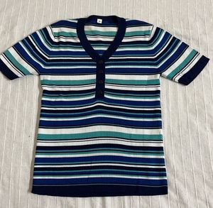 Striped V-Neck Button-Up Top in new conditio