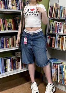 y2kshort knee denim jean
