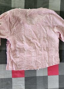 Pink Printed top with Ruffles