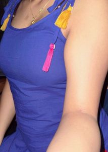 Indo-Western Blue Kurti with Cute Tassel Sleeves