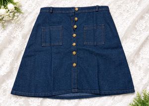 Classic Denim Button-Front Mini Skirt