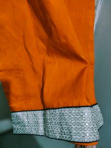 Vibrant Orange Kurta with Embellished Border