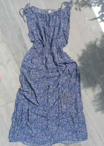 Blue Floral Print Maxi Dress