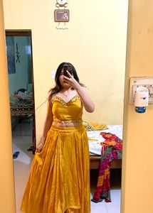 Saree Style Haldi Dress With Umbrella Jacket