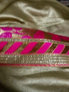 Elegant Gold &amp; Pink Silk Saree