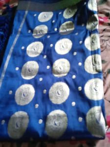 Royal Blue Saree with Gold Motifs