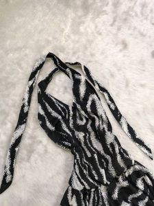 Stylish Zebra Print Halter neck dress