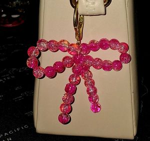Sparkling Pink Bow Keychain
