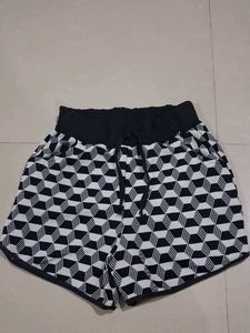 Monochrome Geometric Print Shorts